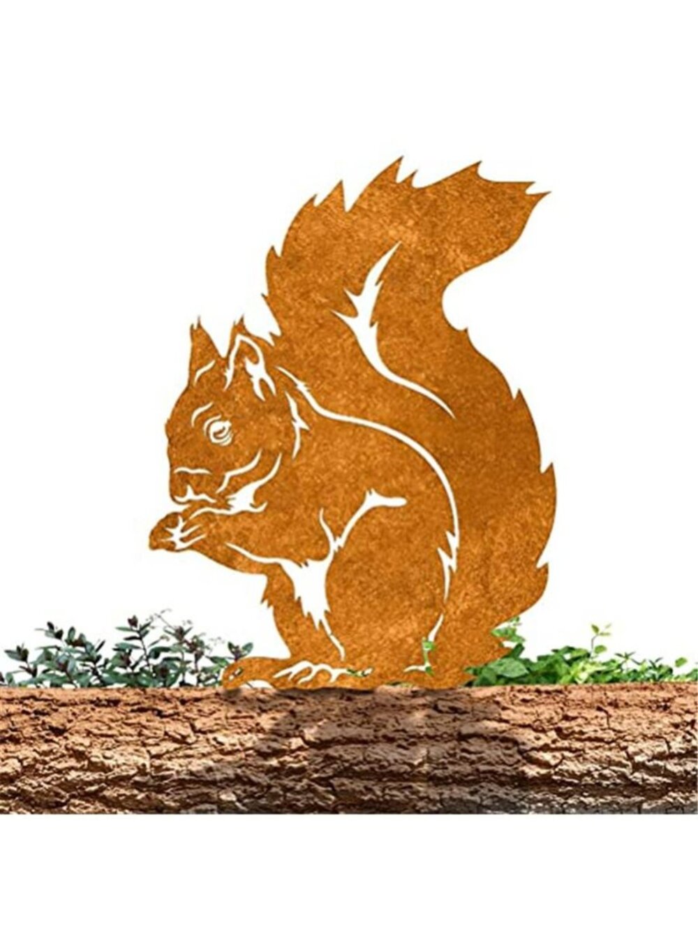 Rusty Squirrel Standing Tree Stake Metal Rust Squirrel Figure Garden Stake